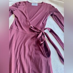 TONLE 3/4 Sleeve Jersey Stretch Maxi Wrap Dress | Burgundy Women’s XS